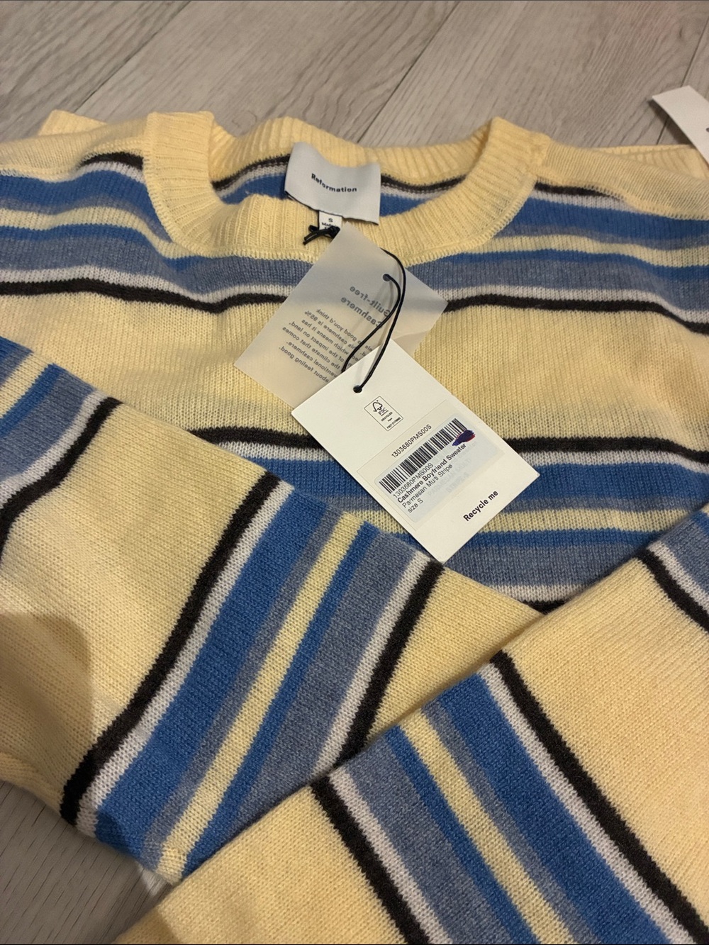 Brand New Reformation Cashmere Boyfriend Sweater